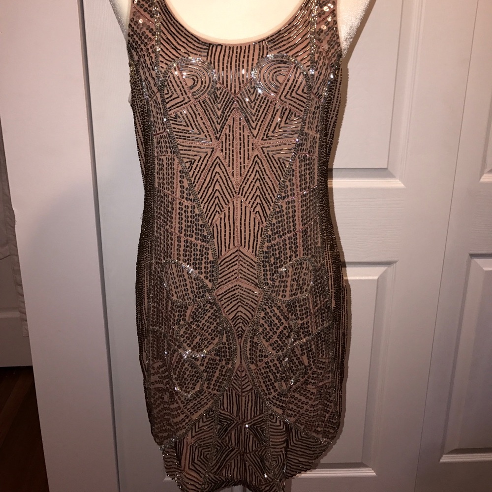 Urban Outfitters Sequin Embellished Mini Dress - Bronze and Black